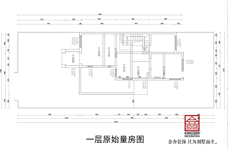 金碧天下334㎡別墅戶型一層原始量房圖