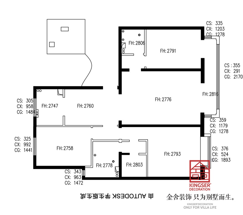 建投十號(hào)院三室二廳一廚兩衛(wèi)戶型原始平面圖